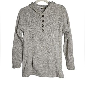 Cabela’s Grayish Beige Fleece Henley Hoodie, Size Small, GUC